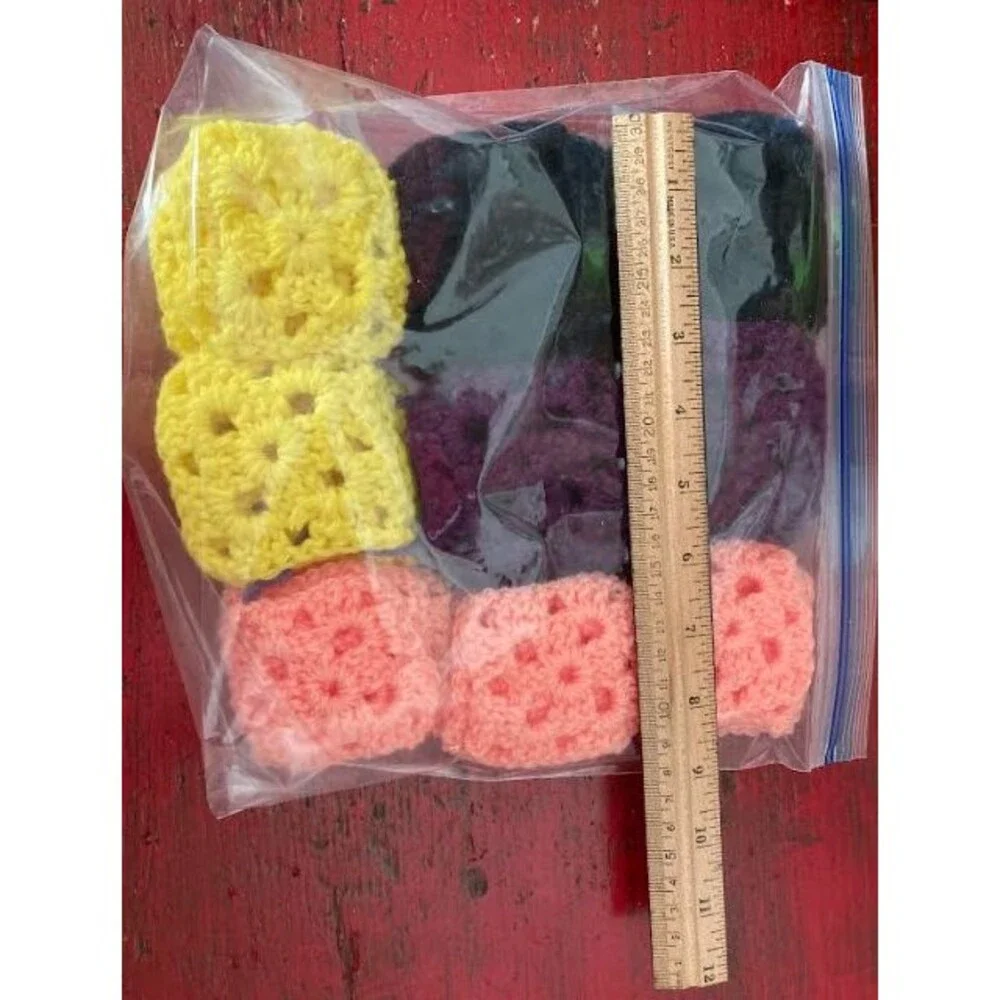 PURPLE CAT CRAFTS Handmade Crocheted Granny Square Lot 36  3